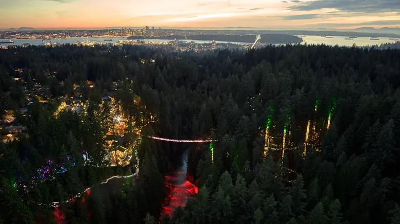 Canyon Lights en el Parque Puente Colgante de Capilano: Una Experiencia Navideña Inolvidable en Vancouver
